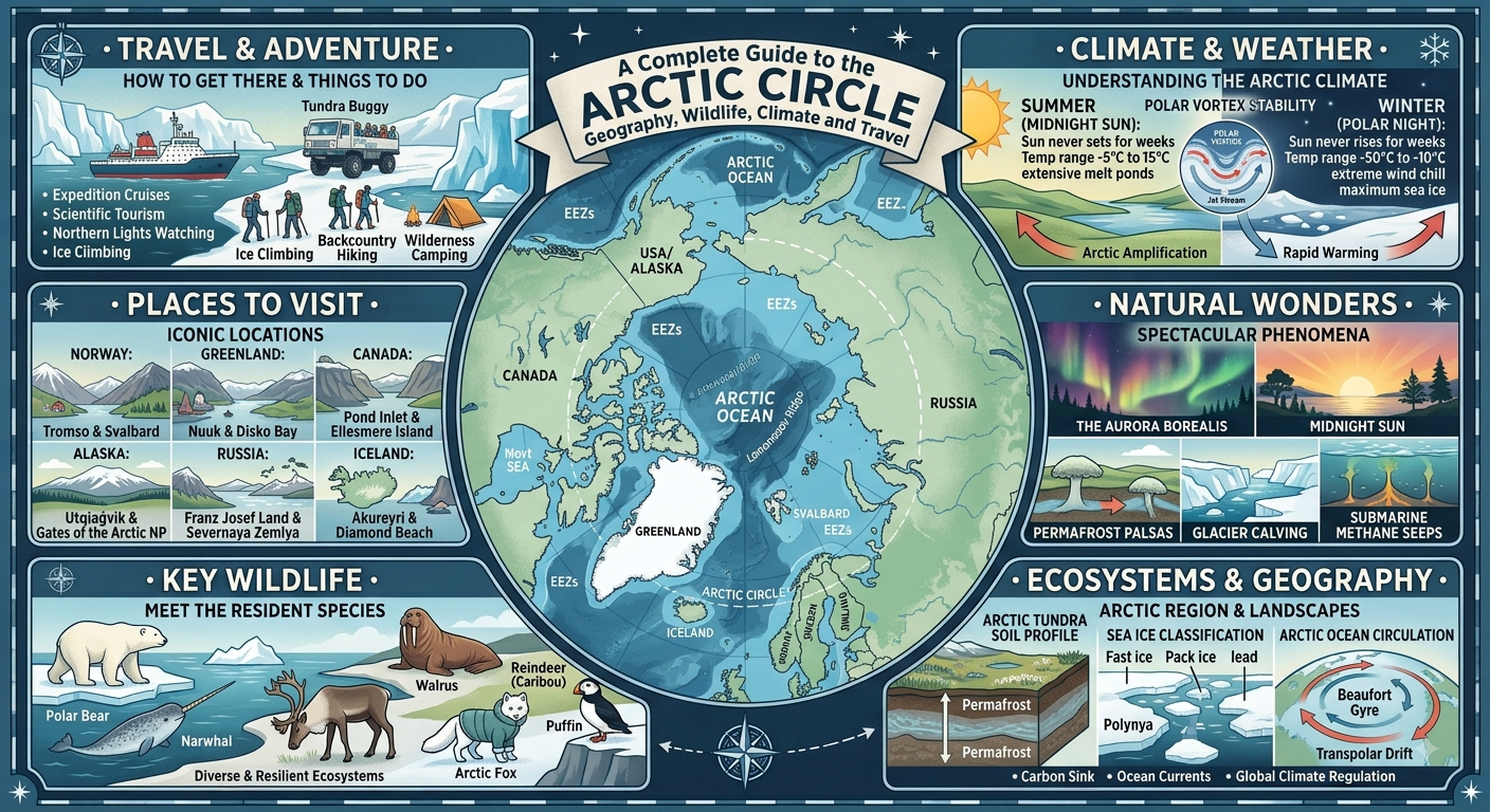 Read more about the article Arctic Circle: A Complete Guide to Geography, Wildlife, Climate and Travel