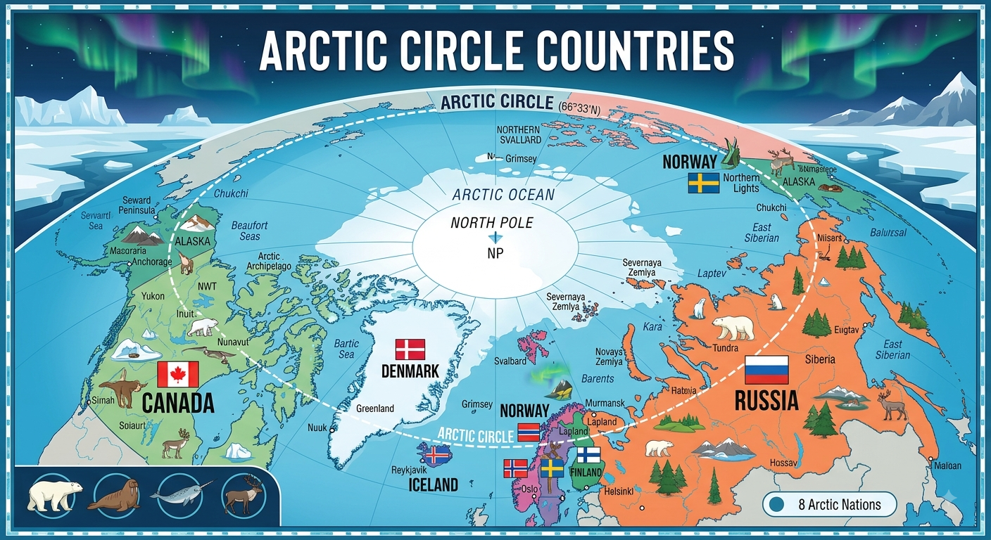 You are currently viewing Arctic Circle Countries: Geography, Wildlife, People, Climate, and Travel