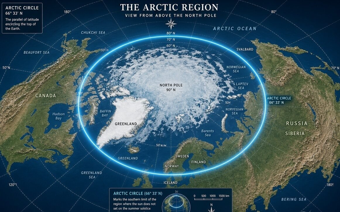 You are currently viewing Map of the Arctic Circle Is Turning Heads: The Strange Line That Draws a Ring Around the Top of Earth