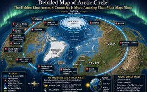 Read more about the article Detailed Map of Arctic Circle: The Hidden Line Across 8 Countries Is More Amazing Than Most Maps Show